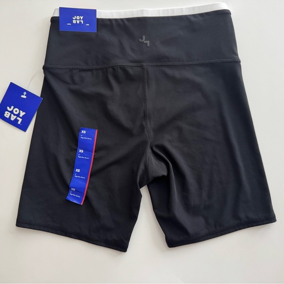 JoyLab Women’s V-Waistband High Rise Biker Shorts Size XS Black White Activewear - Picture 3 of 4